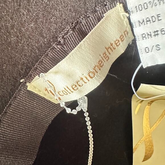 Collection Eighteen Wool Cloche Hat Black Bow Trim Retro White Embroidered Women - Picture 7 of 9